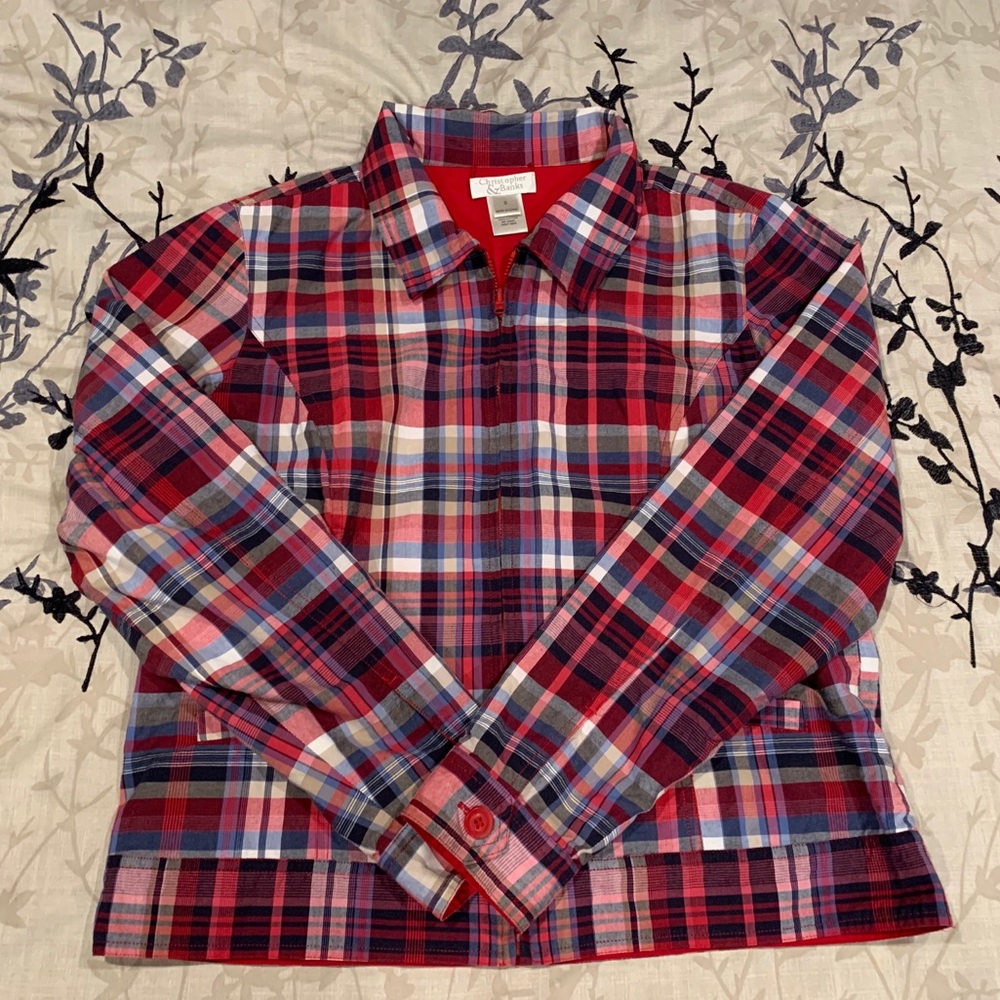 Red Plaid Zip-Up